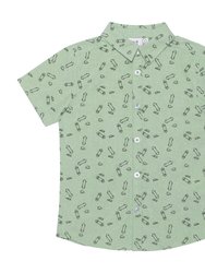 Printed Cotton Shirt Soft Green Skateboards - Soft Green Skateboards