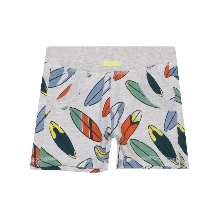 Printed French Terry Short - Light Grey Mix Surfboards - Light Grey Mix Surfboards