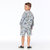 Printed French Terry Short - Light Heather Grey Dinosaurs
