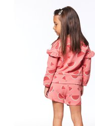 Printed French Terry Sweatshirt Coral Watermelon