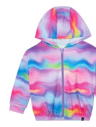 Printed Hooded Vest - Multicolor Waves
