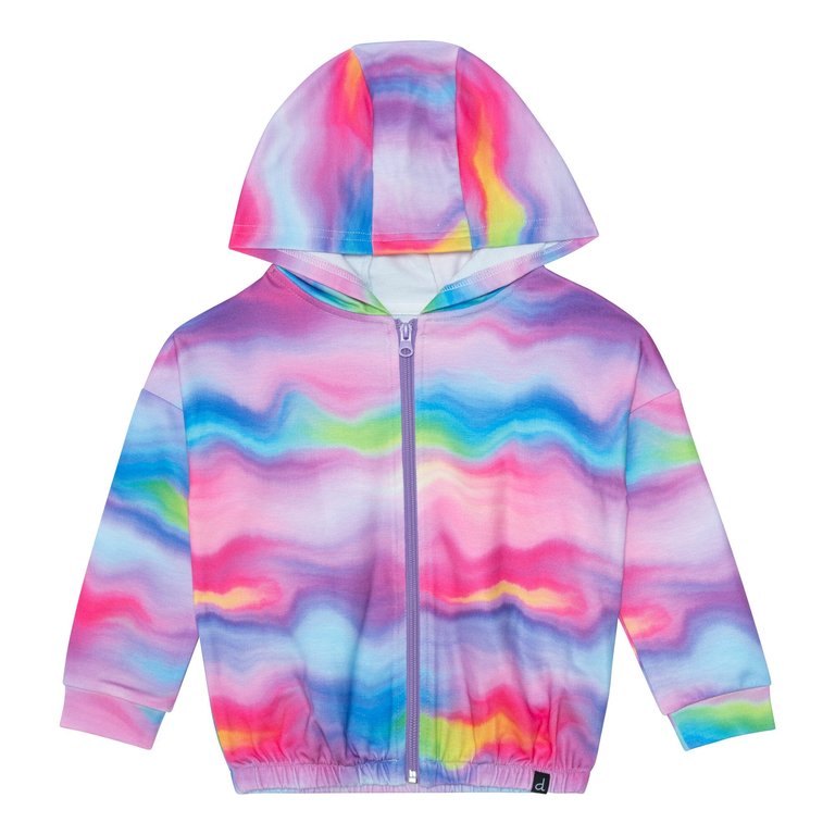 Printed Hooded Vest - Multicolor Waves