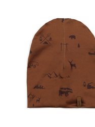 Printed Jersey Beanie Hat - Brown Forest - Brown Forest
