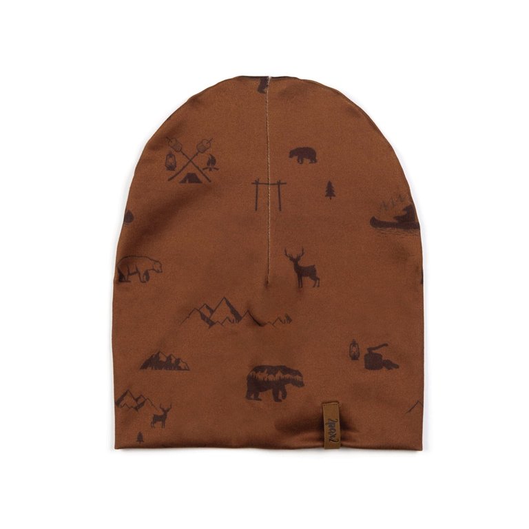 Printed Jersey Beanie Hat - Brown Forest - Brown Forest