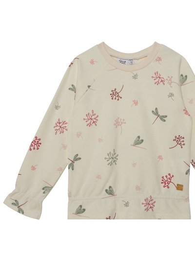 Deux Par Deux Printed Long Sleeve Raglan Top Off White Botanical Flowers product