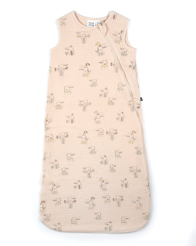 Printed Muslin Sleep Bag - Beige Alligator - Beige