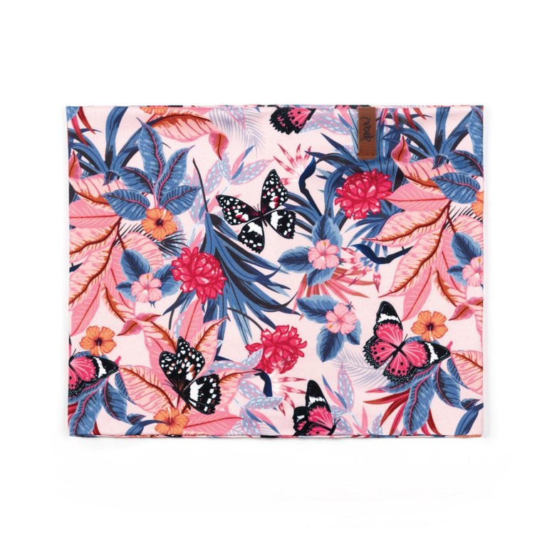Printed Neck Tube Pink & Blue Butterflies - Pink/Blue Butterfly Print