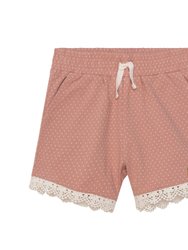 Printed Short With Side Pocket - Dusty Pink With Polka Dots