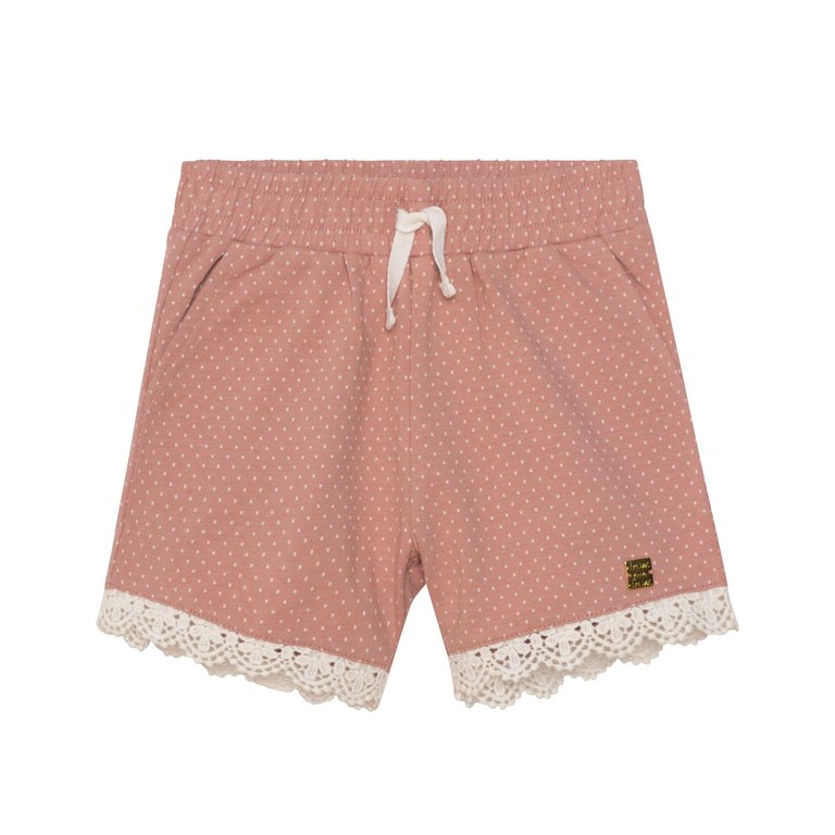 Printed Short With Side Pocket - Dusty Pink With Polka Dots