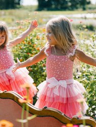 Printed Sleeveless Dress With Ruffle Cinnamon Pink Little Flowers