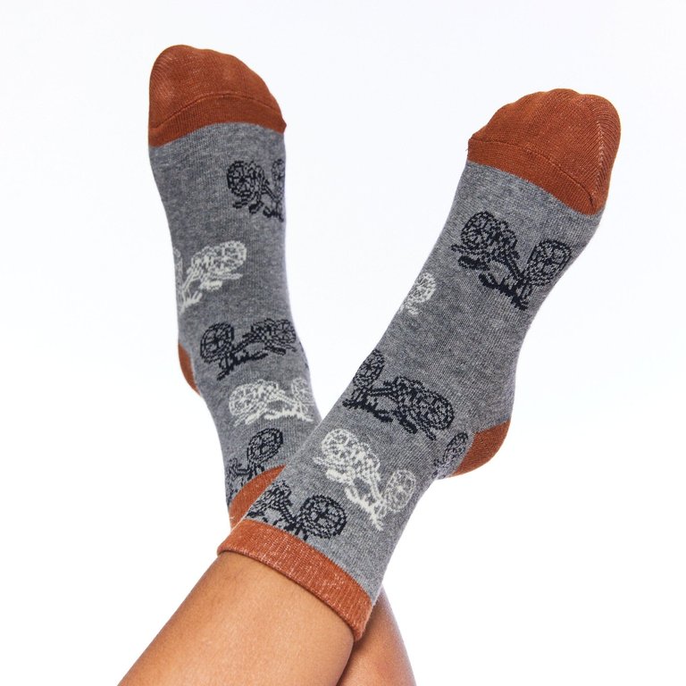 Printed Socks Heather Grey Bikes