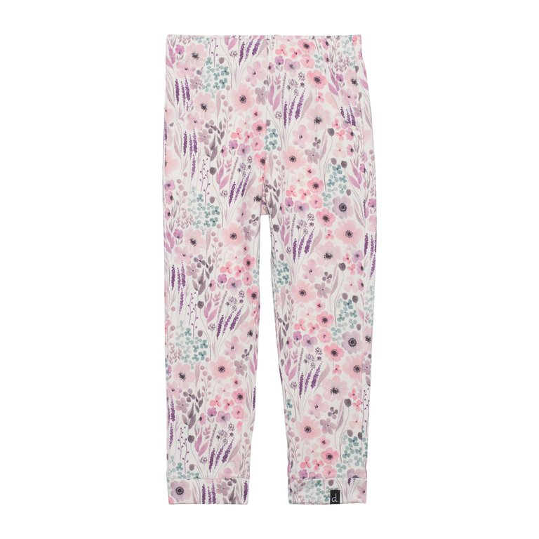 Printed Sweatpant - Pink Watercolor Flowers