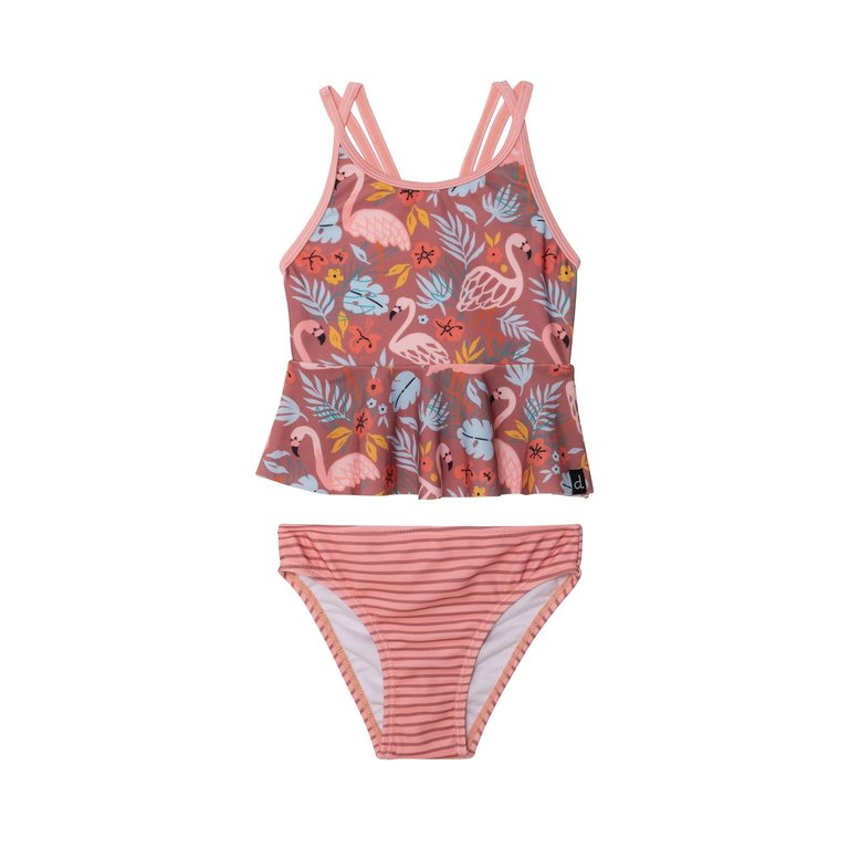 Printed Two Piece Swimsuit - Cinnamon Pink Flamingos - Cinnamon Pink Flamingo Print