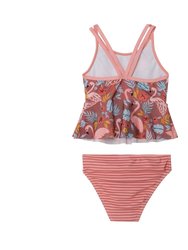 Printed Two Piece Swimsuit - Cinnamon Pink Flamingos