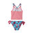Printed Two Piece Swimsuit - Pink Stripe & Blue Roses