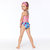 Printed Two Piece Swimsuit - Pink Stripe & Blue Roses