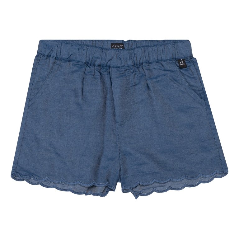 Scallop Chambray Short - Blue