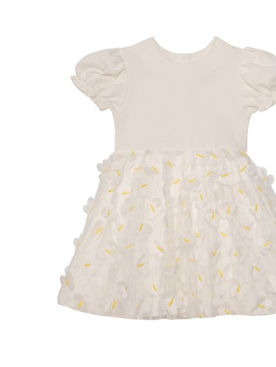 Deux Par Deux Short Sleeve Dress With Butterfly Applique White product