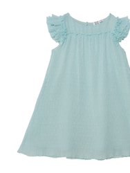 Short Sleeve Dress With Frill - Light Turquoise - Light Turquoise