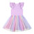 Short Sleeve Dress With Rainbow Tulle Skirt Lilac