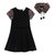 Short Sleeve Fake Fur Dress - Black
