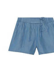 Short With Bow Blue Chambray - Blue Chambray