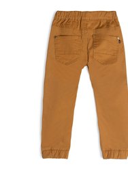 Stretch Twill Jogger Brown - Yellow/Red/Black