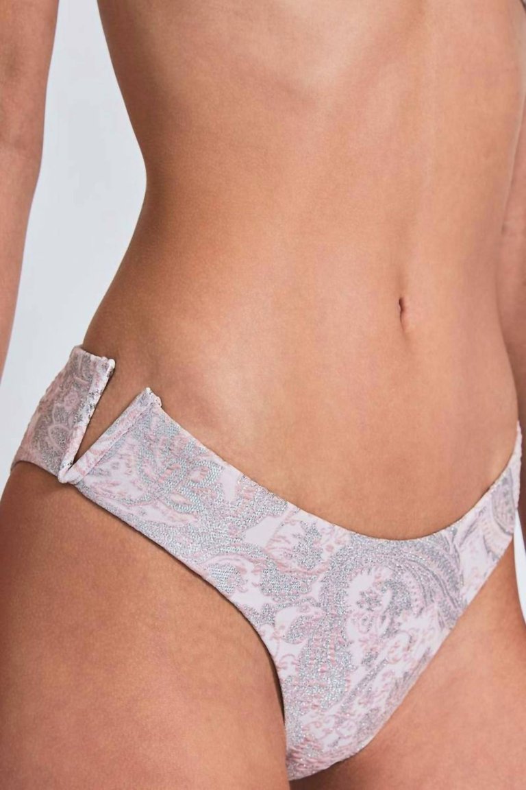 Martha Bikini Bottom In Pink And Silver - Pink And Silver