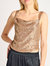 Cowl Neck Sequin Tank In Gold - Gold