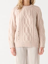 Embellished Cable Knit Sweater - Oatmeal Mix