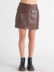 Faux Leather Mini Skirt - Rustic Brown