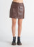Faux Leather Mini Skirt - Rustic Brown