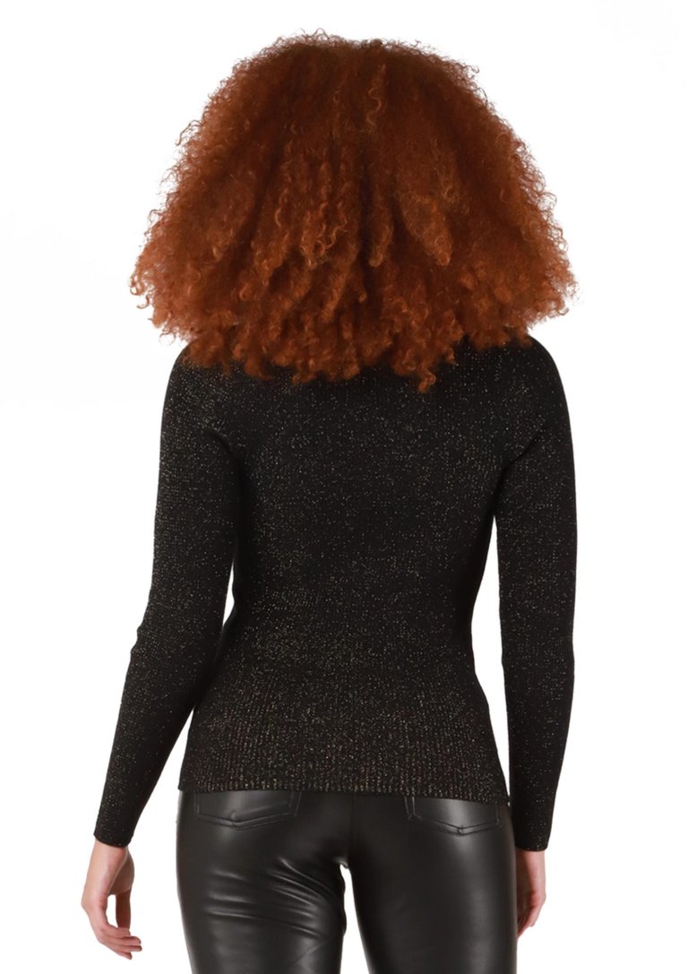 Sweetheart Shimmer Sweater In Glitter Black