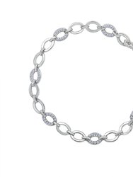 Alternating Pave-Linked Chain Bracelet - Silver