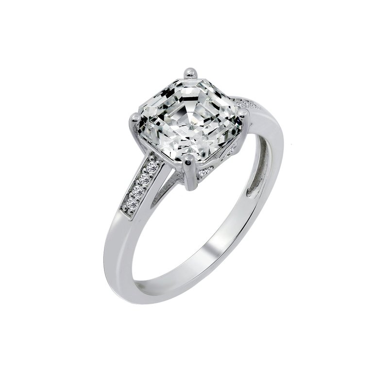 Asscher Solitaire Ring - Silver