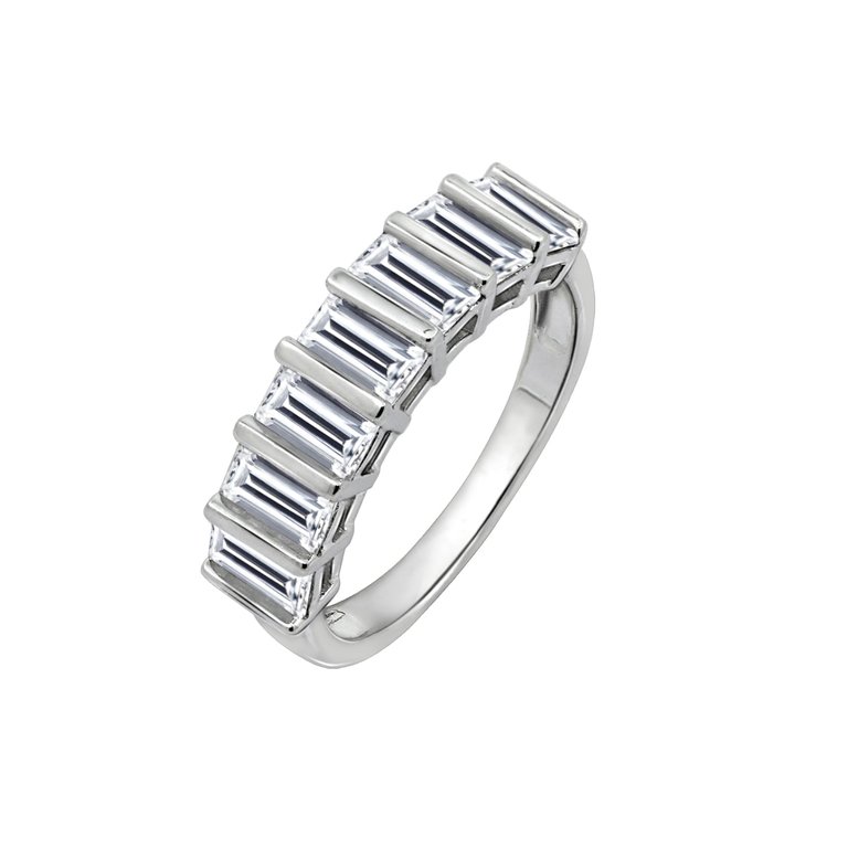 Baguette Cut 7-Stone Ring - Silver