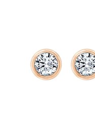 Bezel Stud Earrings - Rose Gold