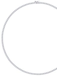 Brass Round Tennis Necklace - Rhodium