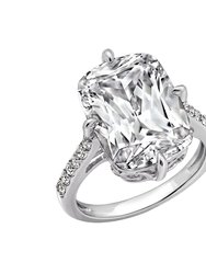 Cathedral Emerald Cut Cocktail Ring - White