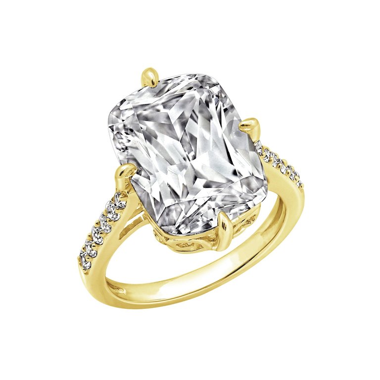 Cathedral Emerald Cut Cocktail Ring - Yellow Gold