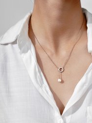 Circle & Drop Pearl Y - Shape Necklace