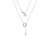 Circle & Drop Pearl Y - Shape Necklace - Silver