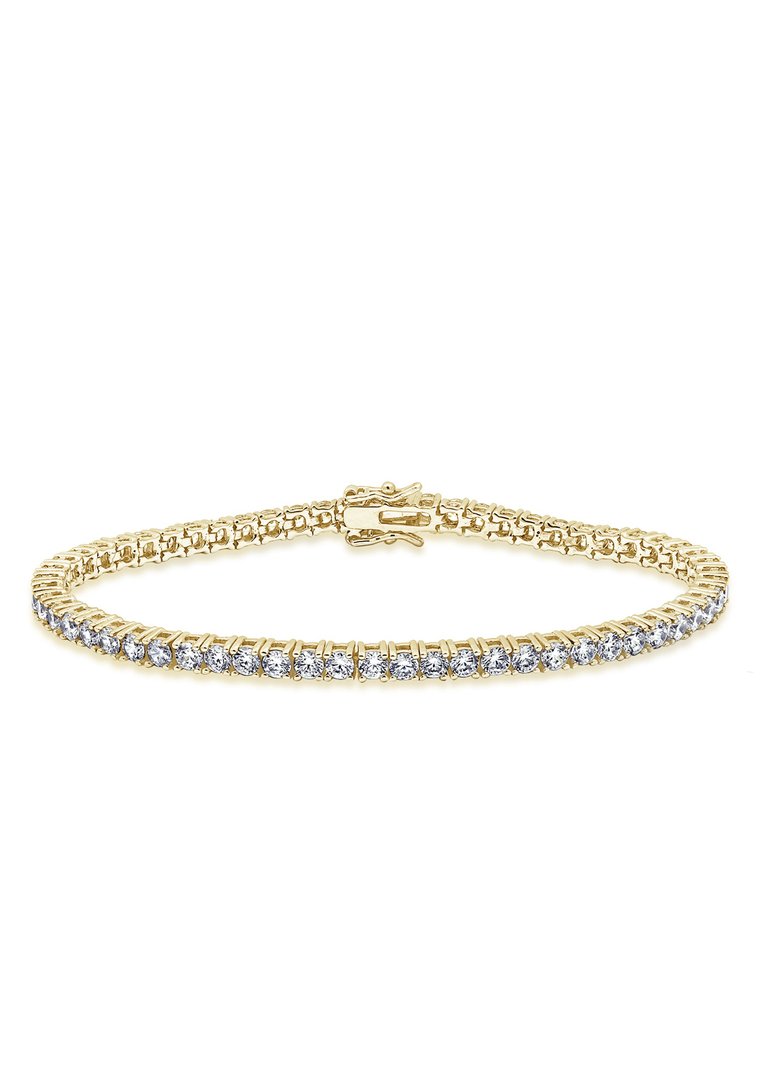 Classic 3mm Round Cut Tennis Bracelet - Yellow Gold