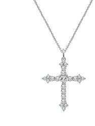 Cross & Heart Pendant Necklace - Silver