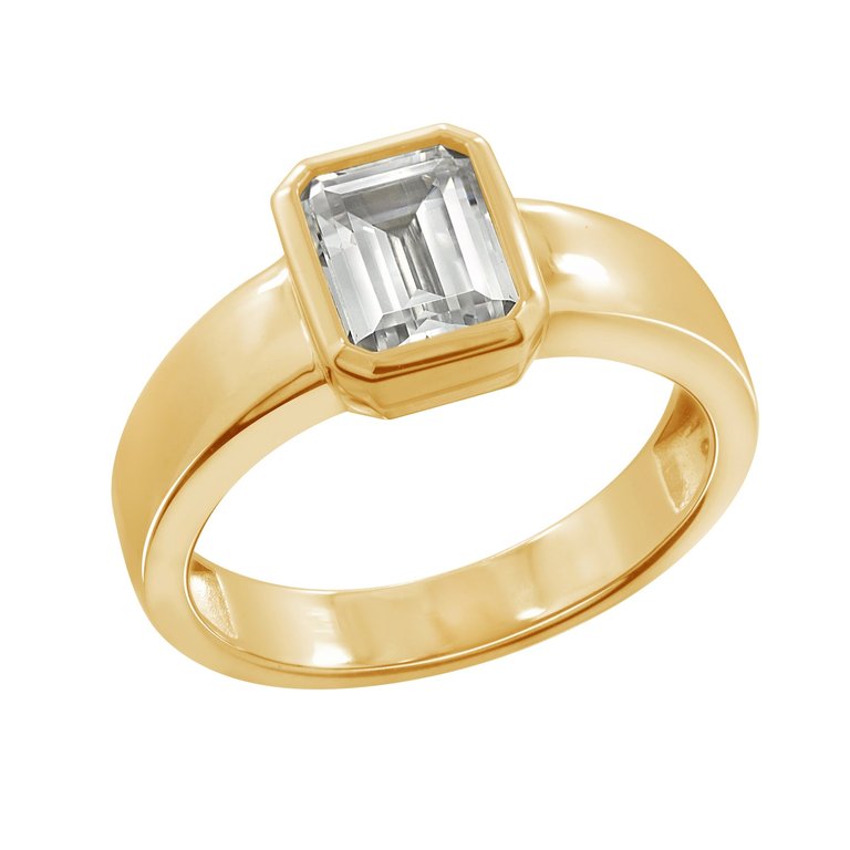 Emerald Bezel Engagement Ring - Gold