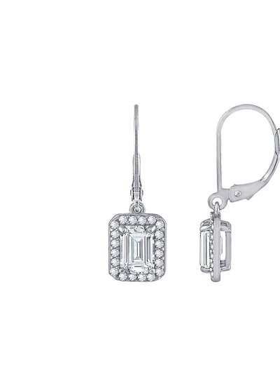 Diamonbliss Emerald Cut Halo Leverback Earrings product