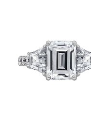 Emerald Cut With Trapeze Side Stone Cocktail Ring