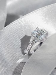 Emerald Cut With Trapeze Side Stone Cocktail Ring