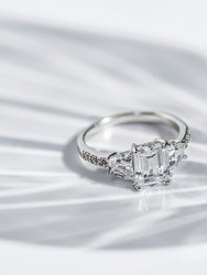 Emerald Cut With Trapeze Side Stone Cocktail Ring