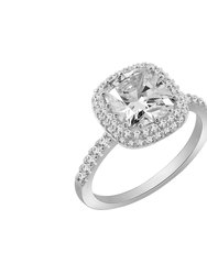 Emerald Halo Engagement Ring - Platinum